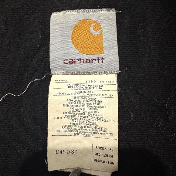 Vintage Carhartt Denim Chore Coat Mens XL Quilted Lined Made USA C45DST 90s - Picture 6 of 11